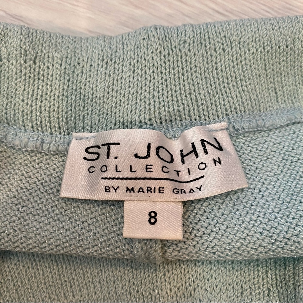 St. John Marie Gray Santana Knit Pants Wool Blue 8 - Picture 3 of 6